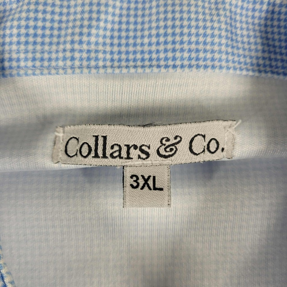Collars & Co Polo Shirt Men's 3XL Blue Check Dress Collar Performance Golf - Picture 5 of 7